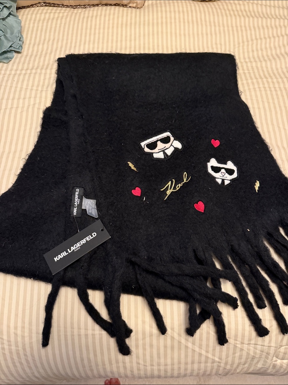 Karl Lagerfeld Paris Black Scarf- Black